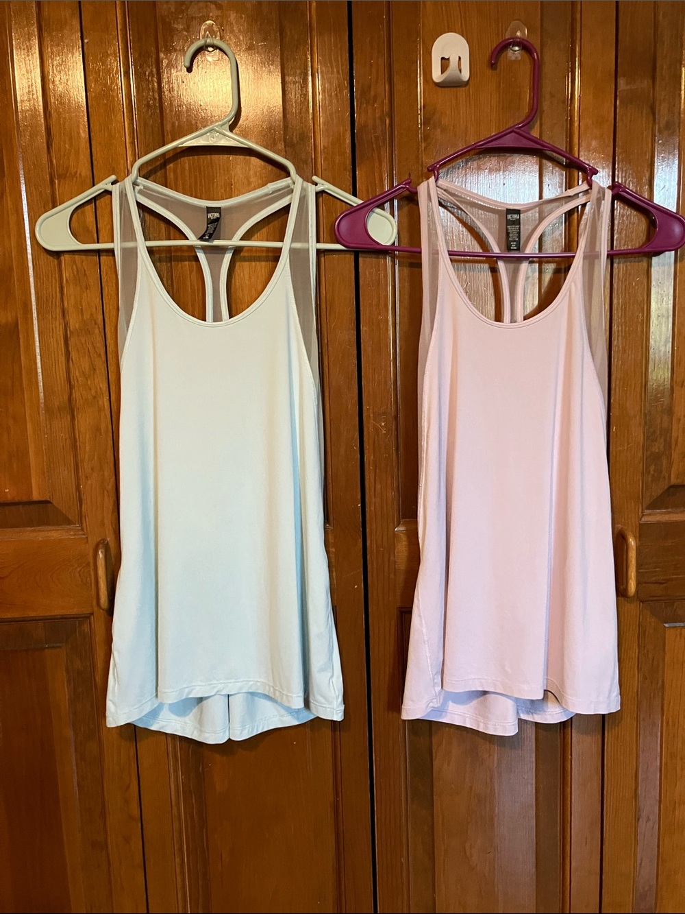 Victoria's Secret Racerback Tank Tops in Pale Blue and Light Pink